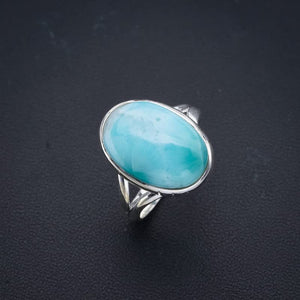 StarGems  Natural Larimar Handmade 925 Sterling Silver Ring 9 F0848