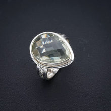 StarGems  Natural Green Amethyst Handmade 925 Sterling Silver Ring 7 F1062