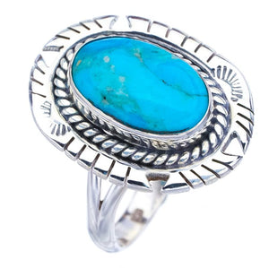 StarGems  Natural Turquoise Pigeon Handmade 925 Sterling Silver Ring 11 F2316