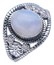 StarGems  Natural Moonstone Daisy Handmade 925 Sterling Silver Ring 9 F2576