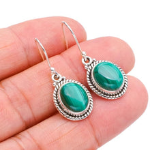 StarGems  Natural Malachite Handmade 925 Sterling Silver Earrings 1.25" F5644