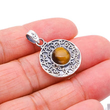 StarGems® Natural Tiger Eye Handmade 925 Sterling Silver Pendant 1.25" F3903