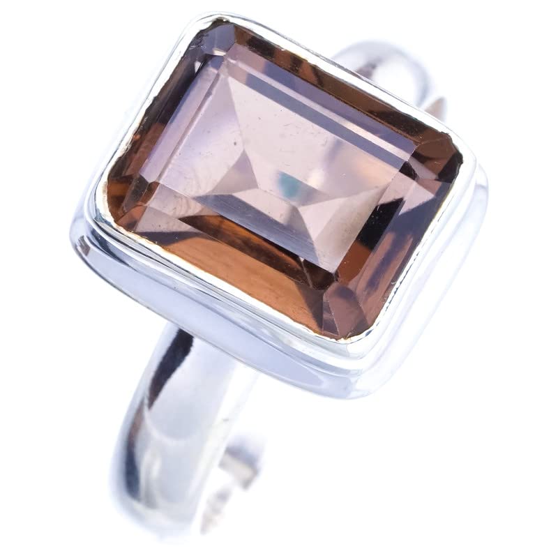 StarGems® Natural Smoky Quartz Handmade 925 Sterling Silver Ring 8.5 E9183