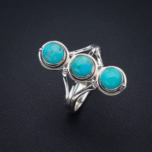 StarGems® Natural Turquoise Handmade 925 Sterling Silver Ring 8.25 F0427