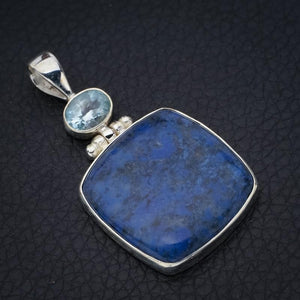 StarGems  Natural Sodalite Blue TopazHandmade 925 Sterling Silver Pendant 1.75" F4985