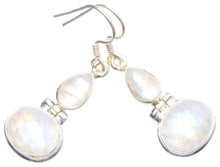 StarGems® Natural Rainbow Moonstone Handmade Unique 925 Sterling Silver Earrings 1.75" X4784