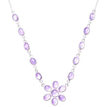 StarGems  Natural Amethyst Handmade Unique Flower Shape 925 Sterling Silver Necklace 17.75" Y3484