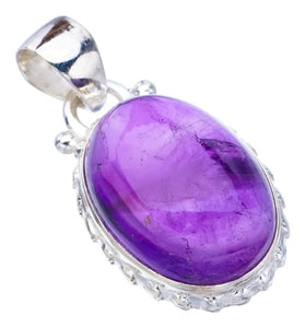 StarGems  Natural Amethyst Handmade 925 Sterling Silver Pendant 1.25" F5321