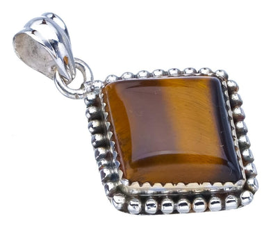 StarGems  Natural Tiger Eye Handmade 925 Sterling Silver Pendant 1.5