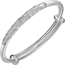 StarGems® Adjustable Peacock Handmade 999 Sterling Silver Bangle Bracelet For Women Cb0241