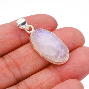 StarGems  Natural Moonstone Handmade 925 Sterling Silver Pendant 1.5" F5025