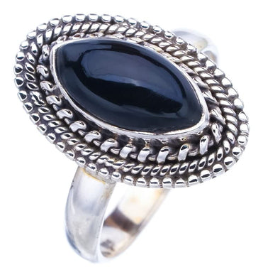 StarGems  Natural Black Onyx Handmade 925 Sterling Silver Ring 9.25 F1726