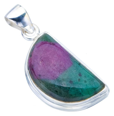 StarGems  Natural Ruby Zoisite Handmade 925 Sterling Silver Pendant 1.5