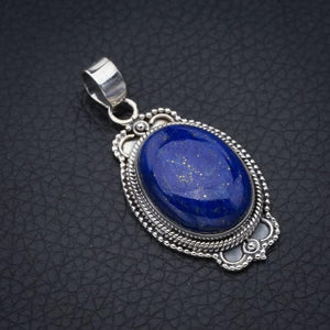 StarGems  Natural Lapis Lazuli Handmade 925 Sterling Silver Pendant 1.5" F5413