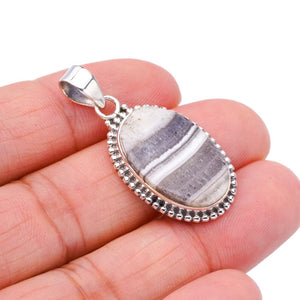 StarGems  Natural Zebra Calcite Handmade 925 Sterling Silver Pendant 1.5" F4559