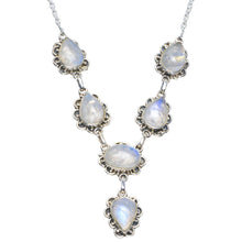 StarGems  Natural Rainbow Moonstone Handmade Unique 925 Sterling Silver Necklace 17.5-18" B4342