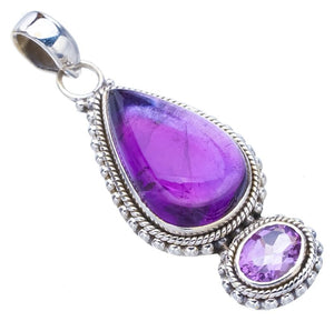 StarGems  Natural Amethyst Handmade 925 Sterling Silver Pendant 1.75" F5301