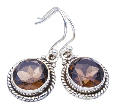 StarGems® Natural Smoky Quartz Handmade 925 Sterling Silver Earrings 1.25