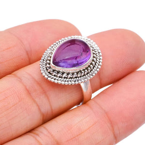 StarGems  Natural Amethyst Handmade 925 Sterling Silver Ring 8 F2909