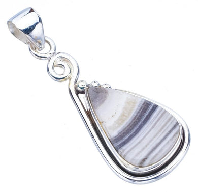 StarGems  Natural Zebra Calcite Handmade 925 Sterling Silver Pendant 1.75