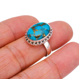 StarGems® Natural Copper Turquoise Handmade 925 Sterling Silver Ring 6.75 F2218