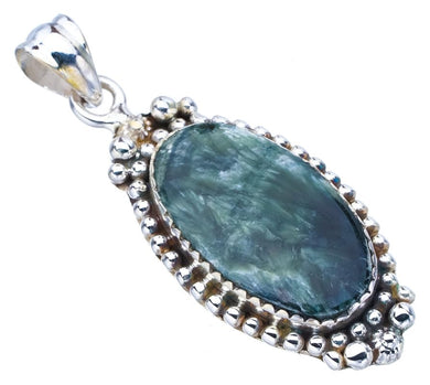 StarGems  Natural Seraphinite Handmade 925 Sterling Silver Pendant 1.75