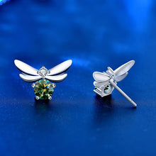 StarGems  0.5ct Green Moissanite 925 Silver Platinum Plated Honeybee Stud B4641