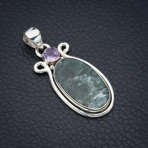 StarGems  Natural Seraphinite AmethystHandmade 925 Sterling Silver Pendant 1.75" F4666