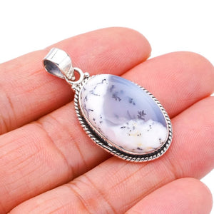 StarGems® Natural Dendritic Opal Handmade 925 Sterling Silver Pendant 1.5" F3811