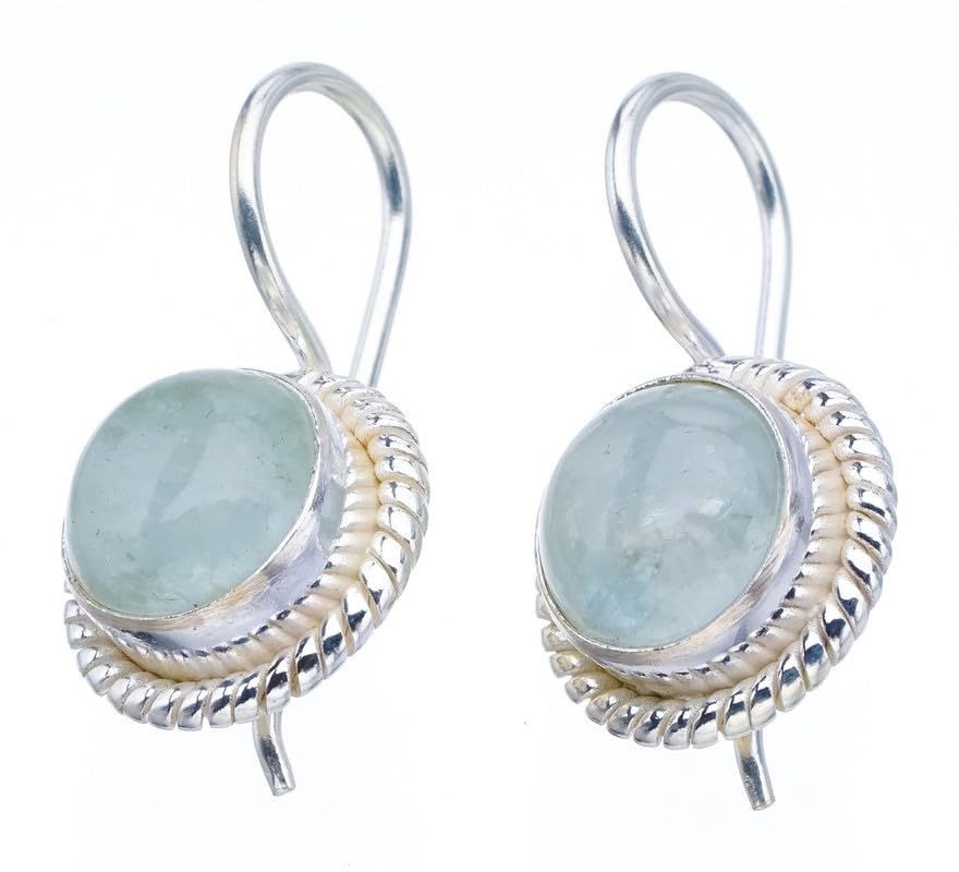 StarGems Natural Milky Aquamarine Handmade 925 Sterling Silver Earrings 1