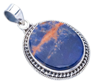 StarGems  Natural Sodalite Handmade 925 Sterling Silver Pendant 1.5