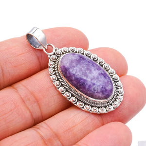 StarGems  Natural Purple Lepidolite Handmade 925 Sterling Silver Pendant 1.75" F4041