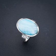 StarGems  Natural Larimar Handmade 925 Sterling Silver Ring 8 F0854