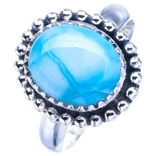 StarGems® Natural Larimar Handmade 925 Sterling Silver Ring 7.75 F0263