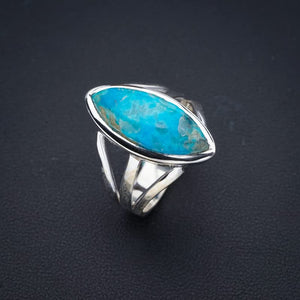 StarGems  Natural Turquoise Handmade 925 Sterling Silver Ring 7.75 F1002