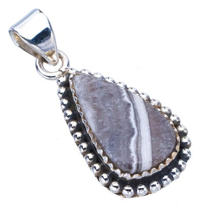 StarGems  Natural Zebra Calcite Handmade 925 Sterling Silver Pendant 1.25" F4563