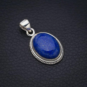 StarGems  Natural Lapis Lazuli Handmade 925 Sterling Silver Pendant 1.25" F5368