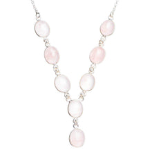 StarGems  Natural Rose Quartz Handmade Unique 925 Sterling Silver Necklace 17.5+0.5" Y5454