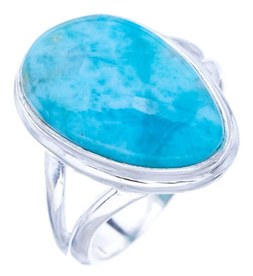 StarGems® Natural Larimar Handmade 925 Sterling Silver Ring 6.5 F0851