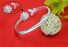 StarGems® Opening Butterfly&daisy Handmade 999 Sterling Silver Bangle Cuff Bracelet For Women Cb0111