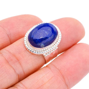 StarGems  Natural Lapis Lazuli Hammered Handmade 925 Sterling Silver Ring 5.75 F1822