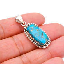 StarGems® Natural Copper Turquoise Handmade 925 Sterling Silver Pendant 1.5" F3887