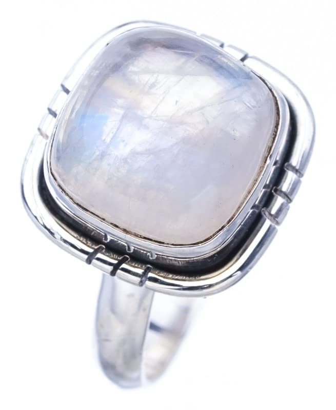 StarGems  Natural Moonstone Handmade 925 Sterling Silver Ring 4.75 F0647