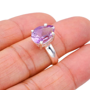 StarGems  Natural Amethyst Handmade 925 Sterling Silver Ring 7.25 F2916