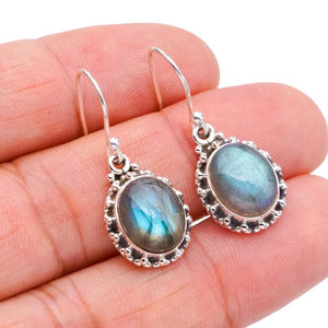 StarGems  Natural Labradorite Handmade 925 Sterling Silver Earrings 1.25" F5783