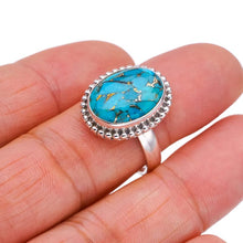 StarGems  Natural Copper Turquoise Handmade 925 Sterling Silver Ring 9 F2207