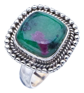 StarGems® Natural Ruby Zoisite Handmade 925 Sterling Silver Ring 7.25 F1340