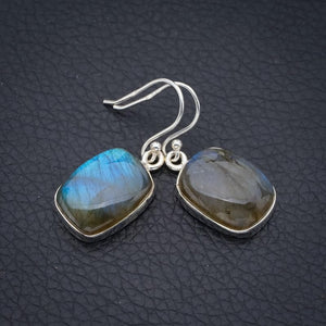 StarGems  Natural Labradorite Handmade 925 Sterling Silver Earrings 1.25" F5775