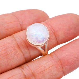 StarGems  Natural Moonstone Handmade 925 Sterling Silver Ring 9 F3078