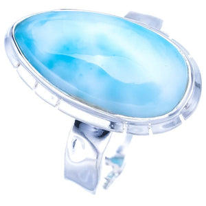 StarGems  Natural Larimar Handmade 925 Sterling Silver Ring 6 F0203